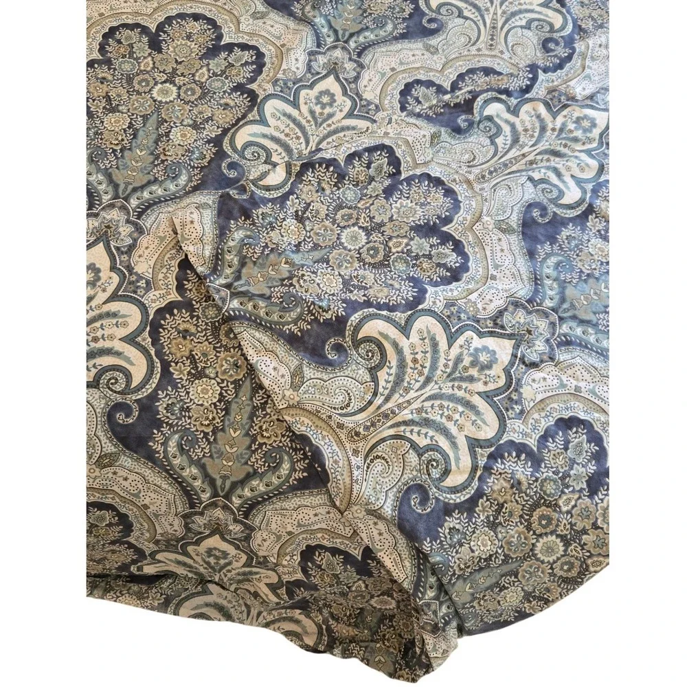 Pottery Barn Duvet Cover King Jordana Blue Paisley Medallion 100% Cotton Percale